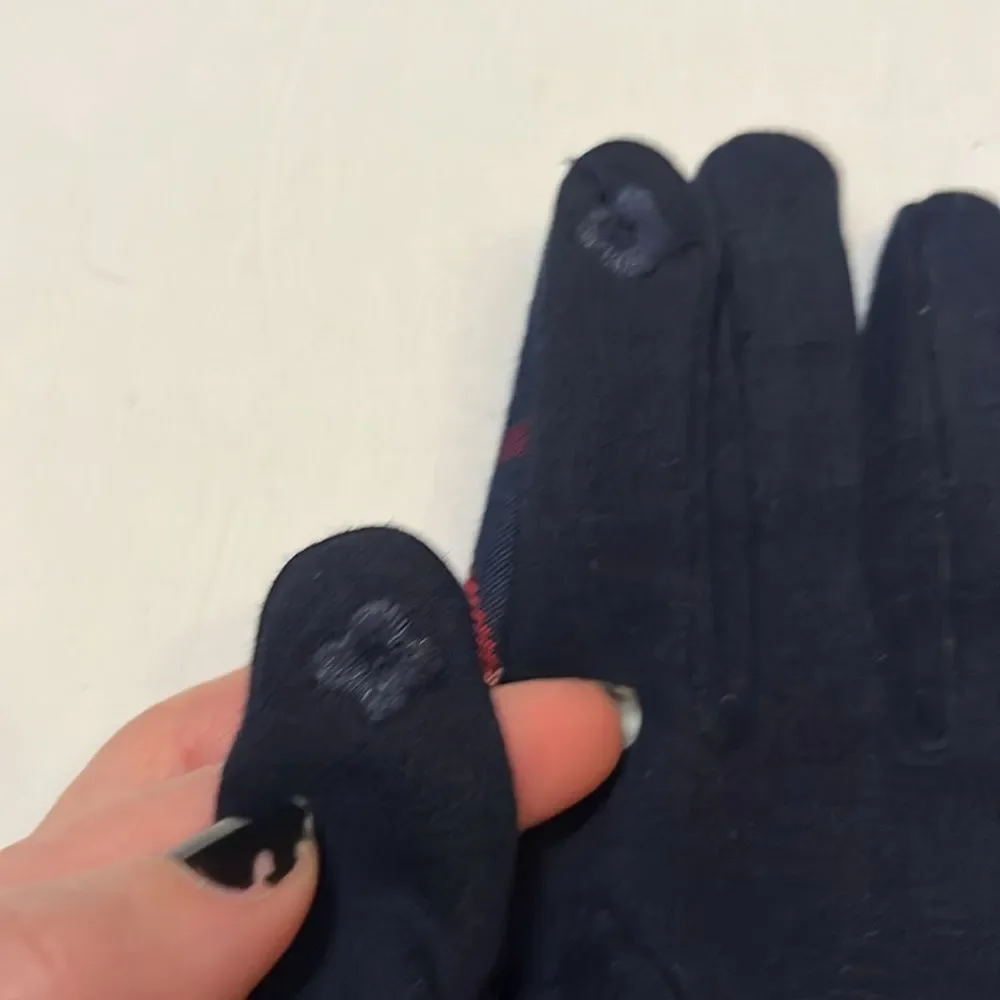Heritage of Scotland Buckle Tartan Plaid Navy Tech Gloves Women OS NWOT Twee
